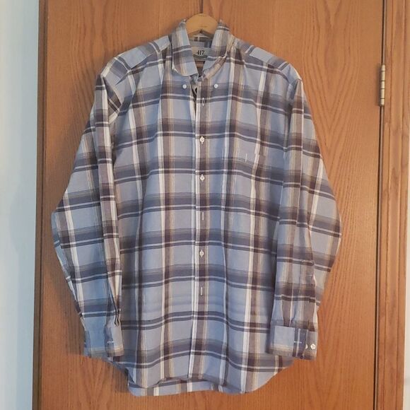 417 Authentic Shirtwear by Van Heusen Button Down Dress Shirt Sz L - Picture 1 of 6